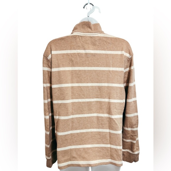 Brooks Brothers Preppy Tan Stripe Quarter Zip-Up Cotton Men’s Sweater sz Medium - Picture 4 of 7